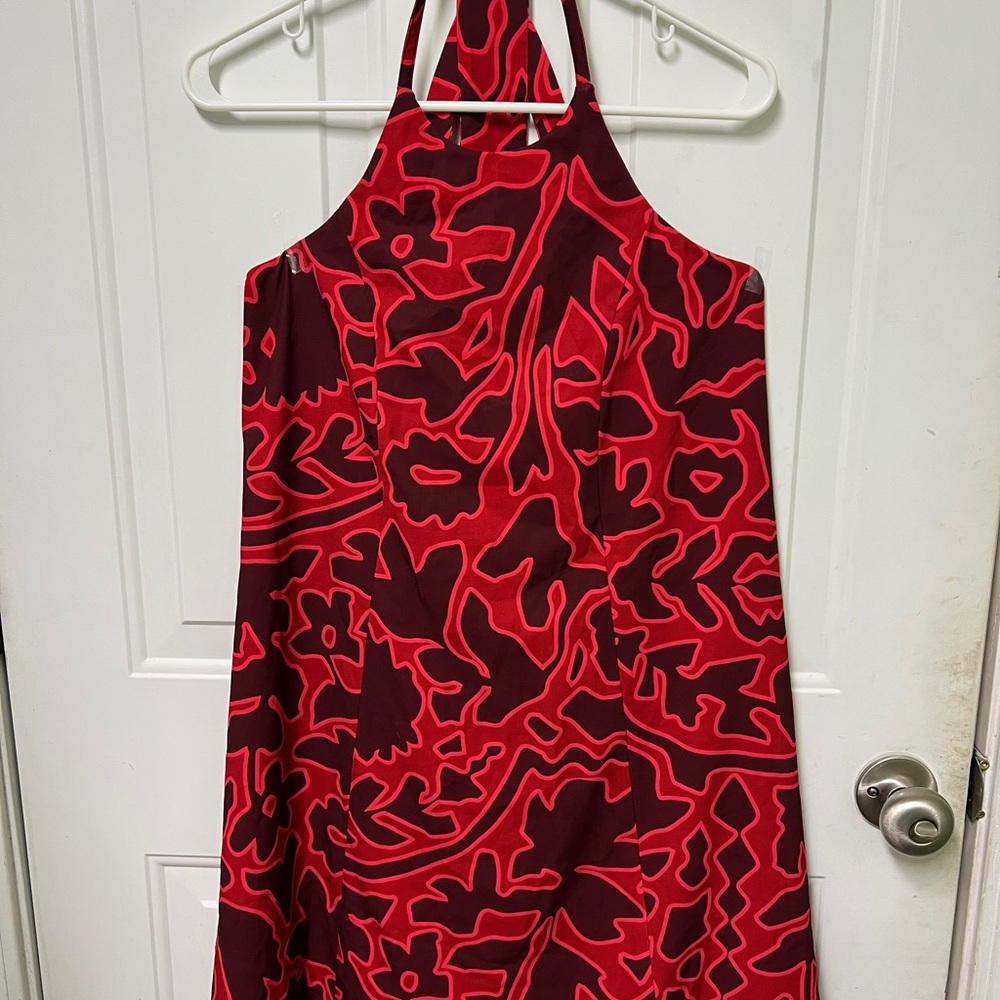Red Halter Ellie Dress Folk art Print Crosby by Mollie Burch NWT XS